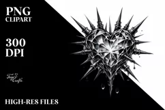 Tattoo Style Heart with Spikes PNG Product Image 2