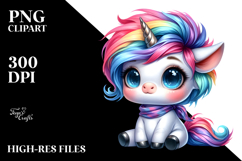 Vibrant Baby Unicorn Sitting, Cute PNG Product Image 2