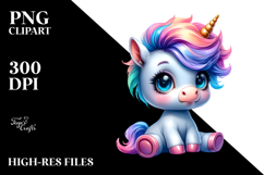 Cool Baby Unicorn Watercolor Drawing PNG Product Image 2