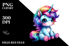 Vibrant Baby Unicorn Sitting, Cute PNG Product Image 2