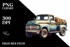 Vintage Pickup Truck Confetti | Sublimation Clipart Product Image 3