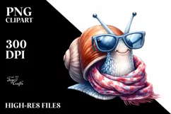 Funny Snail with Silk Scarf Watercolor Clipart Product Image 3