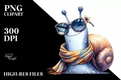 Funny Snail with Silk Scarf Watercolor Clipart Product Image 3