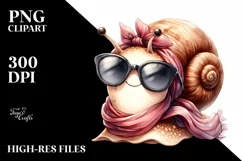 Funny Snail with Silk Scarf Watercolor Clipart Product Image 3