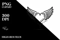 Lineart Wings Heart PNG Product Image 2