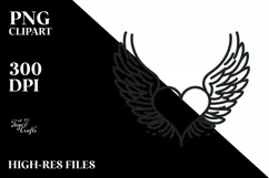 Lineart Wings Heart PNG Product Image 2