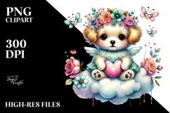 Colorful Boho Puppy Heart PNG Product Image 2