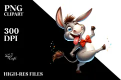 Cartoony Donkey with Bow Tie PNG Product Image 2