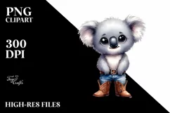Expressive Koala Cowboy Watercolor Clipart Product Image 1