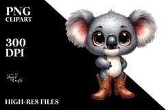 Expressive Koala Cowboy Watercolor Clipart Product Image 2