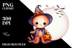 Cute Retro Octopus Halloween PNG Product Image 1