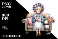 Old Lady Character Holding a Tea Cup Product Image 3