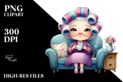 Old Lady Character Holding a Tea Cup Product Image 2