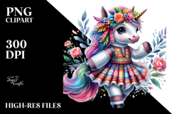 Baby Unicorn in Folk Dancer Costume PNG Product Image 2