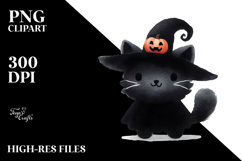 Simple Funny Cat Halloween Clipart Product Image 2