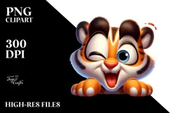 Cute Tiger with Winking Eye, Transparent PNG Product Image 2