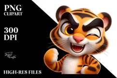 Cute Tiger with Winking Eye, Transparent PNG Product Image 2