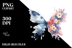 Watercolor Bird in Blue Cloud PNG Product Image 2