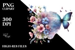 Spring Butterfly Flowers PNG Product Image 2