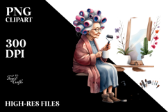 Old Lady Character Holding a Mug Product Image 2