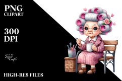 Old Lady Character Holding a Mug Product Image 2