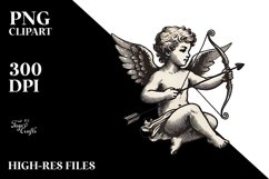 Vintage Hand Drawn Cupid Heart PNG Product Image 2