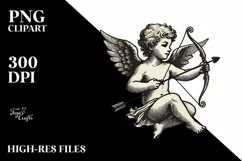 Vintage Hand Drawn Cupid Heart PNG Product Image 2