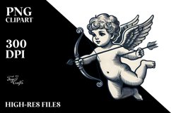 Vintage Hand Drawn Cupid Heart PNG Product Image 2