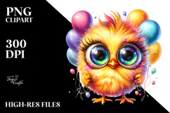 Vibrant Baby Chicken with Crazy Eyes, PNG Product Image 2