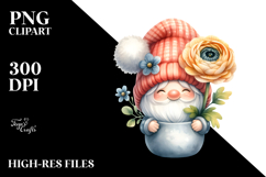 Cute Gnome with Ranunculus PNG Product Image 2