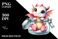 Smiling Baby Dragon in a Jar | Sublimation | Clipart Product Image 1