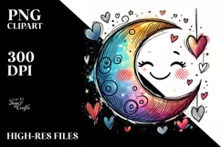 Colorful Half Moon with Hearts, Transparent PNG Product Image 2
