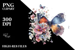 Spring Butterfly Flowers PNG Product Image 2