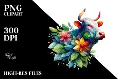 Vibrant Watercolor Cow PNG Product Image 3