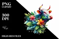 Vibrant Watercolor Cow PNG Product Image 3
