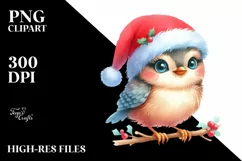 Watercolor Baby Bird Christmas PNG Product Image 3