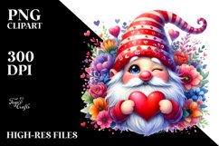 Valentines Gnome Winking, Quirky PNG Product Image 2