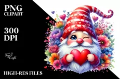 Valentines Gnome Winking, Quirky PNG Product Image 2