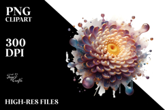Glossy Chrysanthemum with Golden Insertions PNG Product Image 2