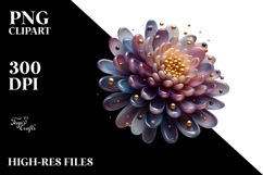 Glossy Chrysanthemum with Golden Insertions PNG Product Image 2