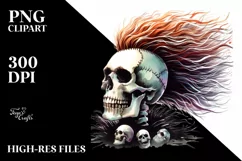 Skull with Hair, Transparent PNG Product Image 1