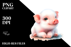 watercolor cute baby pig in the style of Product Image 2