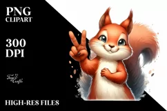 Funny Squirrel Victory Sign Watercolor Clipart Product Image 3