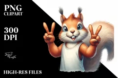 Funny Squirrel Victory Sign Watercolor Clipart Product Image 3