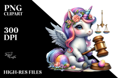 Quirky Baby Unicorn with Gavel PNG Product Image 2
