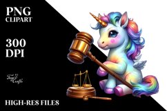 Quirky Baby Unicorn with Gavel PNG Product Image 3