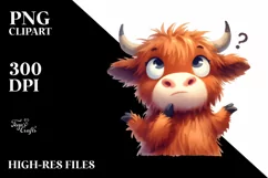 Thoughtful Highland Cow, High-Res PNG Product Image 3