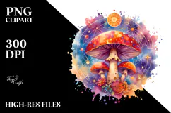 Vibrant Magical Celestial Mushroom Tarot PNG Product Image 2