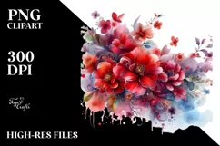 Colorful Red Flowers Abstract PNG Product Image 1