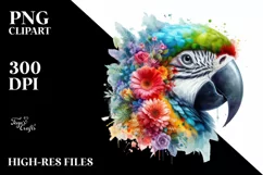 Artistic Watercolor Vibrant Parrot, Clipart Product Image 3